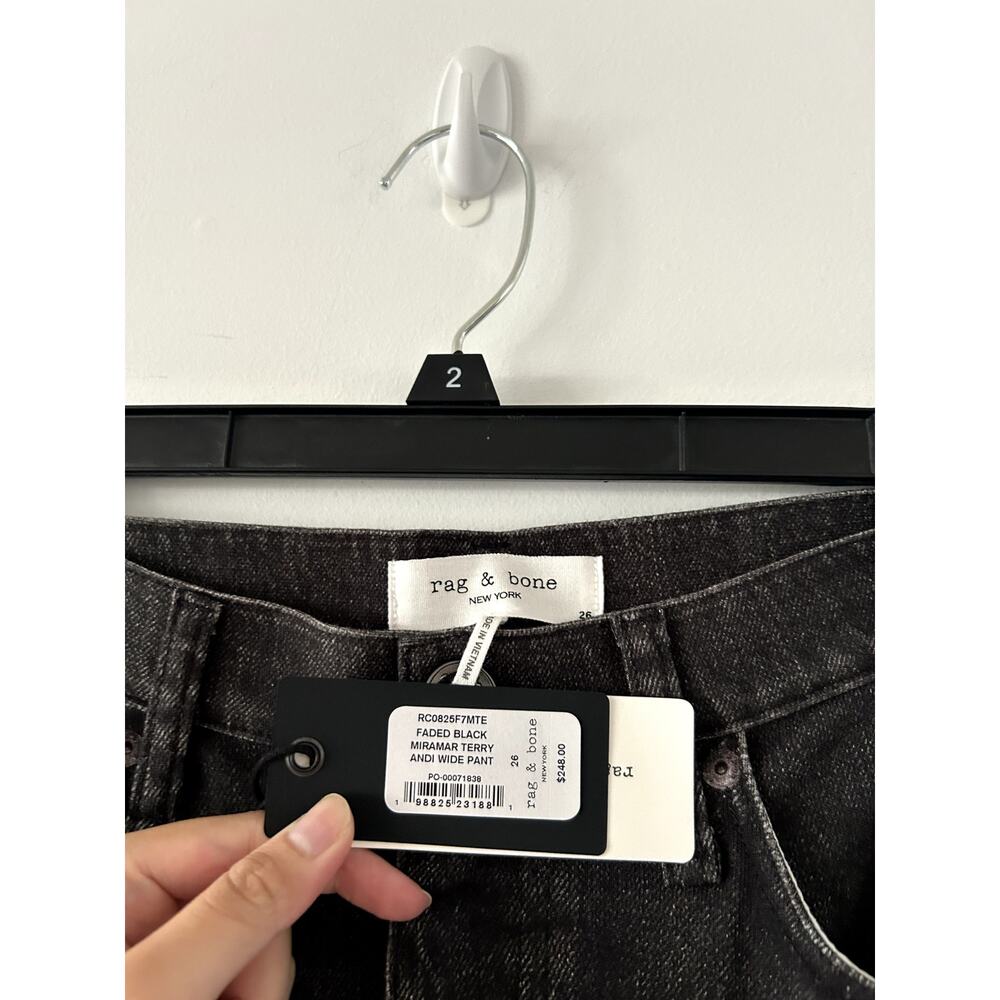 Rag & Bone Miramar Black Terry Andi Wide Leg Pants NWT Size 26 - Picture 6 of 7